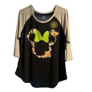 Disney Minnie Mouse Kids Long Sleeve Shirt - Black and Gray